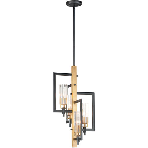 Flambeau 4 Light 13 inch Black/Antique Brass Single Pendant Ceiling Light