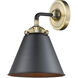 Nouveau Appalachian LED 8 inch Black Antique Brass Sconce Wall Light in Matte Black, Nouveau