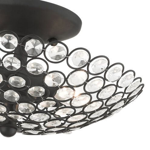 Cassandra 2 Light 11 inch Black Semi Flush Ceiling Light