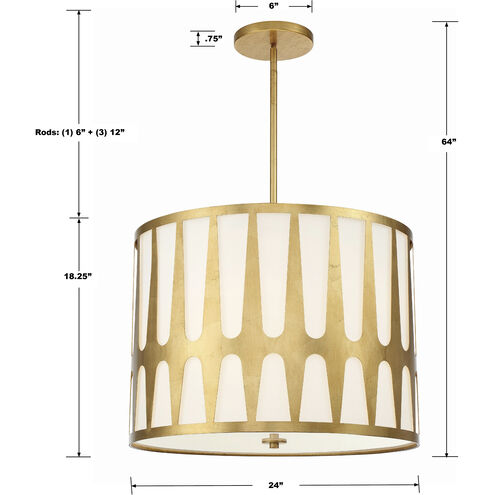 Royston 5 Light 24 inch Antique Gold Chandelier Ceiling Light