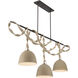 Cordon 3 Light 63.25 inch Dark Bronze and Natural Linear Chandelier Ceiling Light