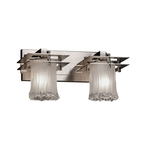 Veneto Luce LED 16.5 inch Brushed Nickel Bath Bar Wall Light in 1400 Lm LED, White Frosted (Veneto Luce), Cylinder with Rippled Rim, Metropolis