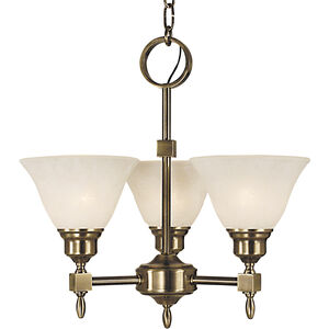 Taylor 3 Light 17 inch Antique Brass with Champagne Marble Glass Shade Mini Chandelier Ceiling Light