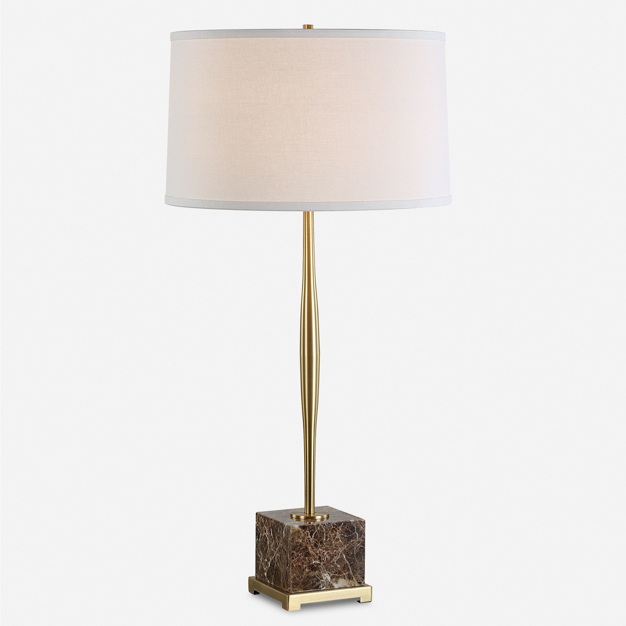 Booker 34.25 inch 150.00 watt Plated Antique Brass and Brown Marble Table Lamp Portable Light