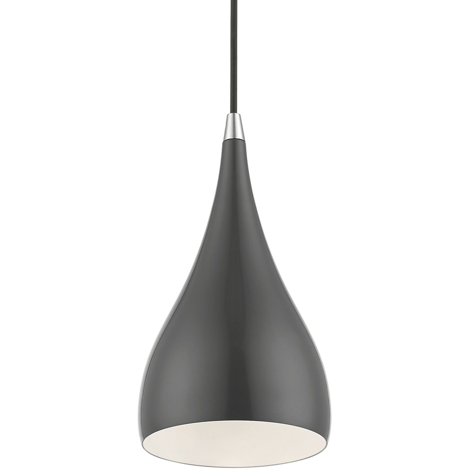Amador 1 Light 6.25 inch Shiny Dark Gray with Polished Chrome Accents Mini Pendant Ceiling Light