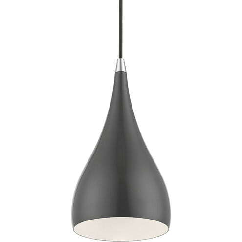 Amador 1 Light 6.25 inch Shiny Dark Gray with Polished Chrome Accents Mini Pendant Ceiling Light