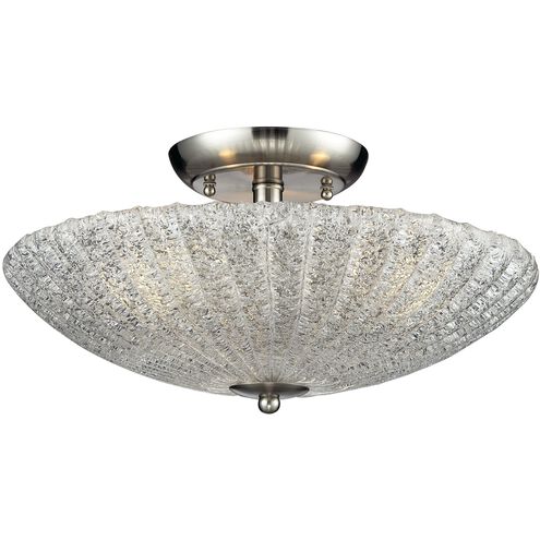 Luminese 3 Light 16 inch Satin Nickel Semi Flush Mount Ceiling Light