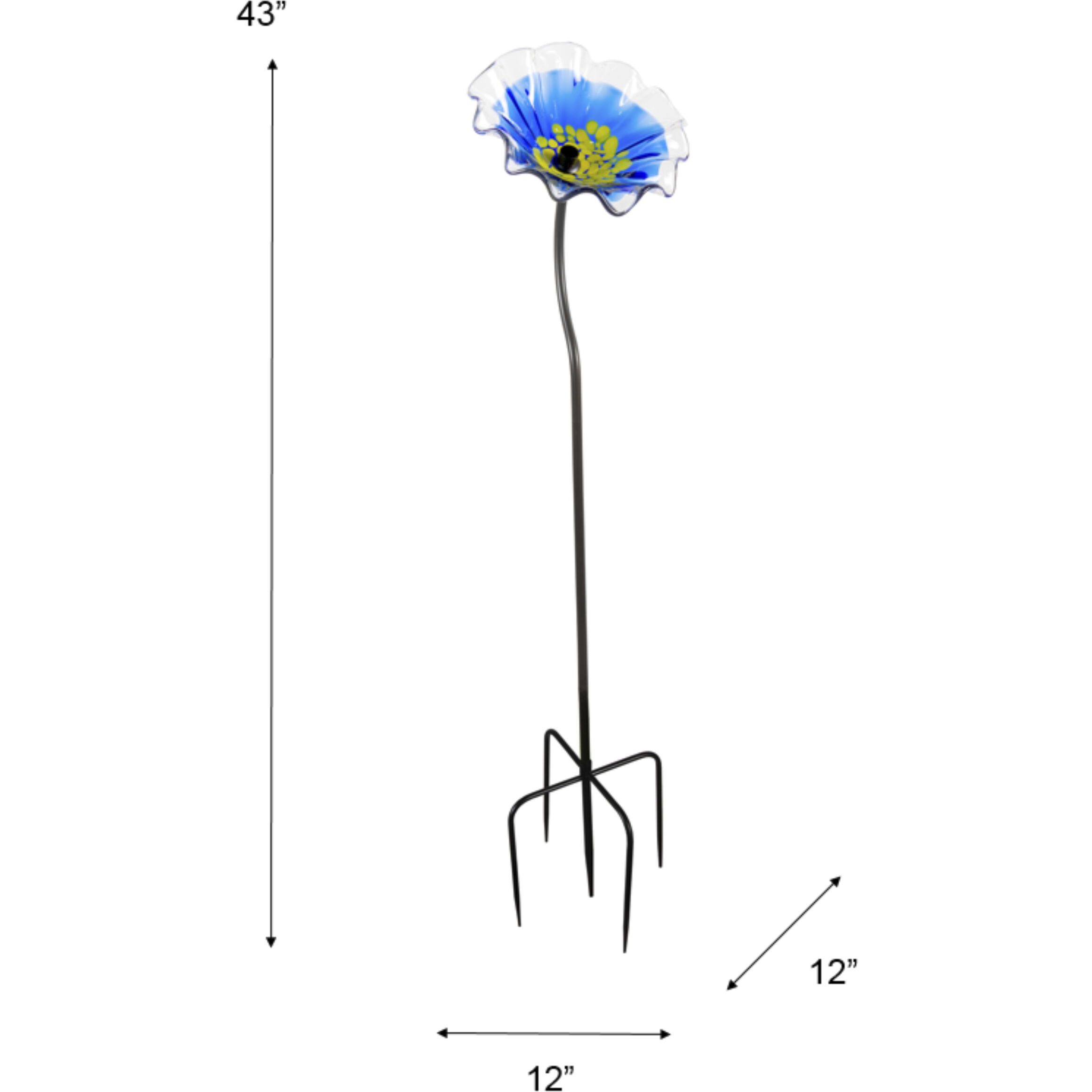 Fiore Blue Art Glass Garden Stake