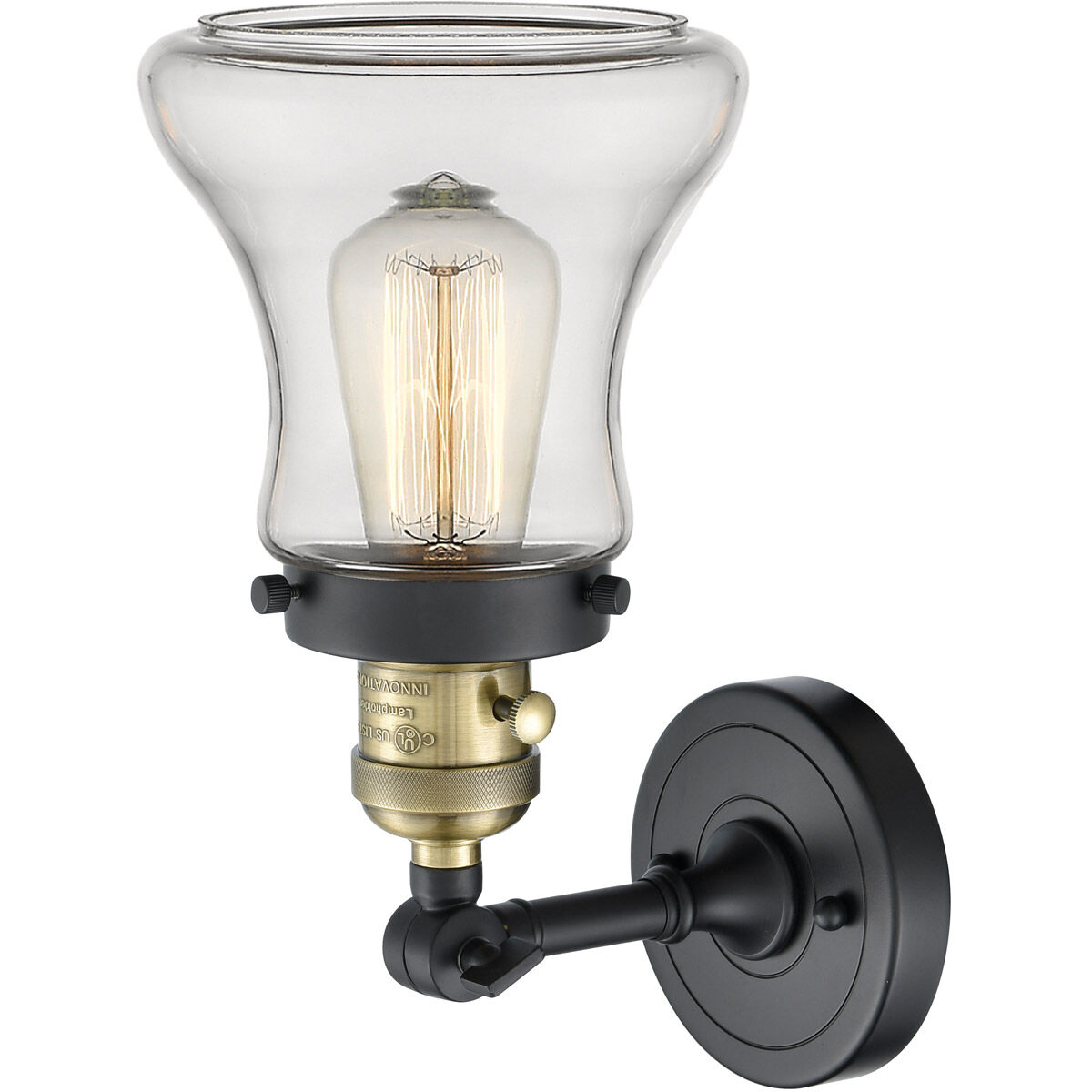 Franklin Restoration Bellmont LED 6.5 inch Black Antique Brass Sconce Wall Light, Franklin Restoration