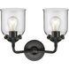 Nouveau Small Bell 2 Light 13 inch Oil Rubbed Bronze Bath Vanity Light Wall Light in Clear Glass, Nouveau