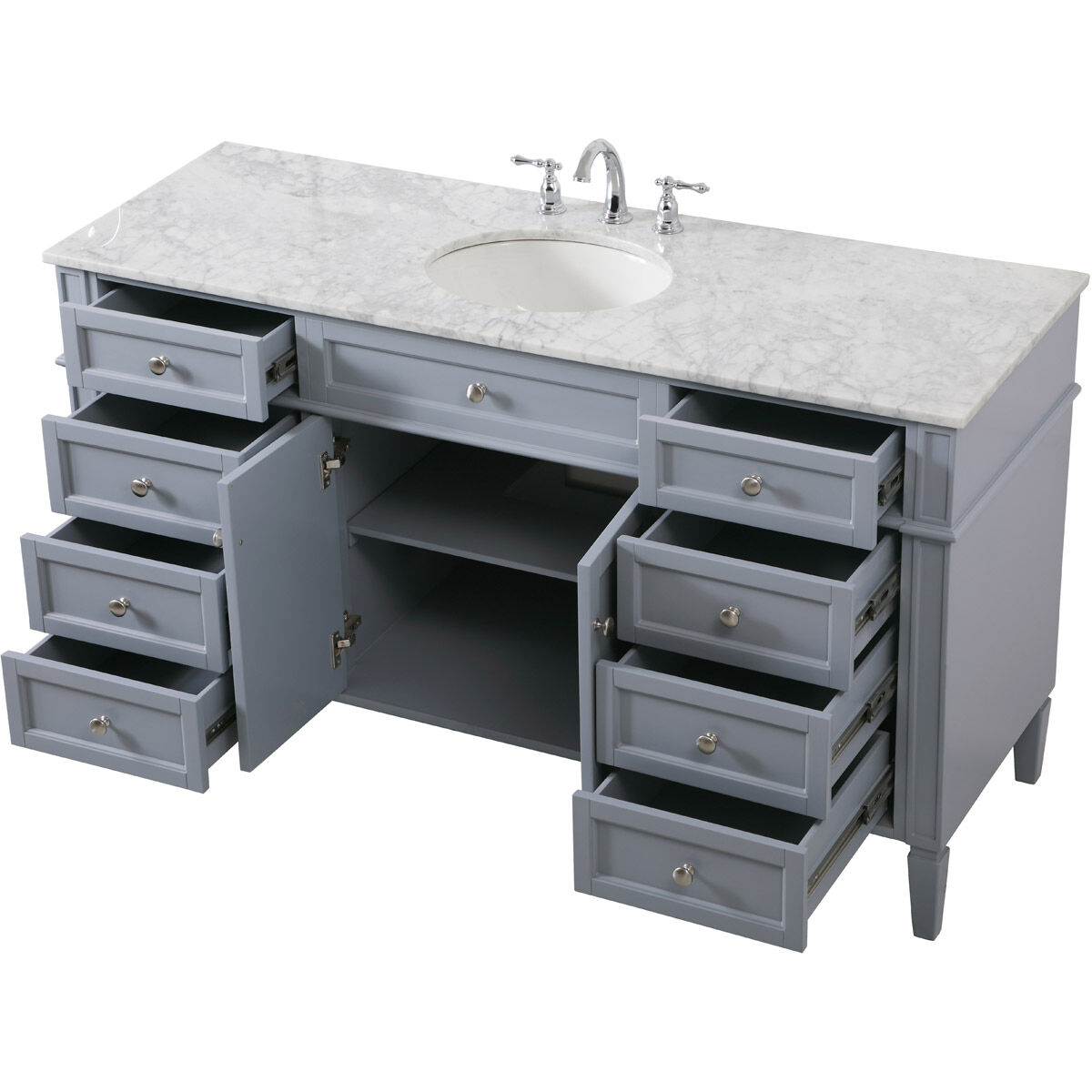 Park Avenue 60 X 21.5 X 35 inch Grey Vanity Sink Set in Gray