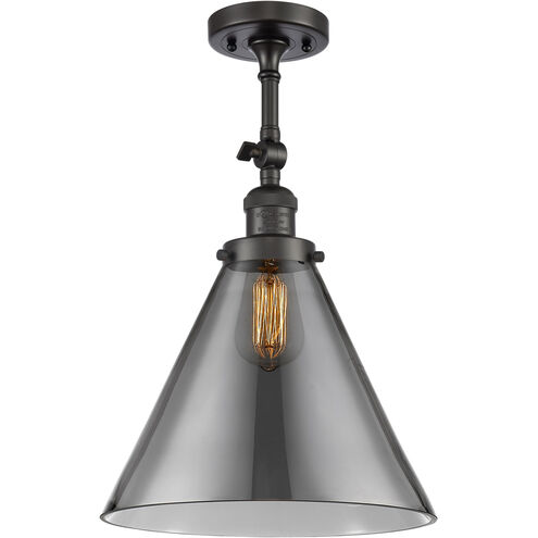 Franklin Restoration X-Large Cone 1 Light 12 inch Oil Rubbed Bronze Semi-Flush Mount Ceiling Light in Plated Smoke Glass, Franklin Restoration