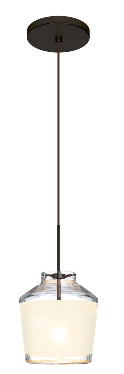 Pica 6 1 Light Bronze Pendant Ceiling Light in Incandescent, White Sand Glass