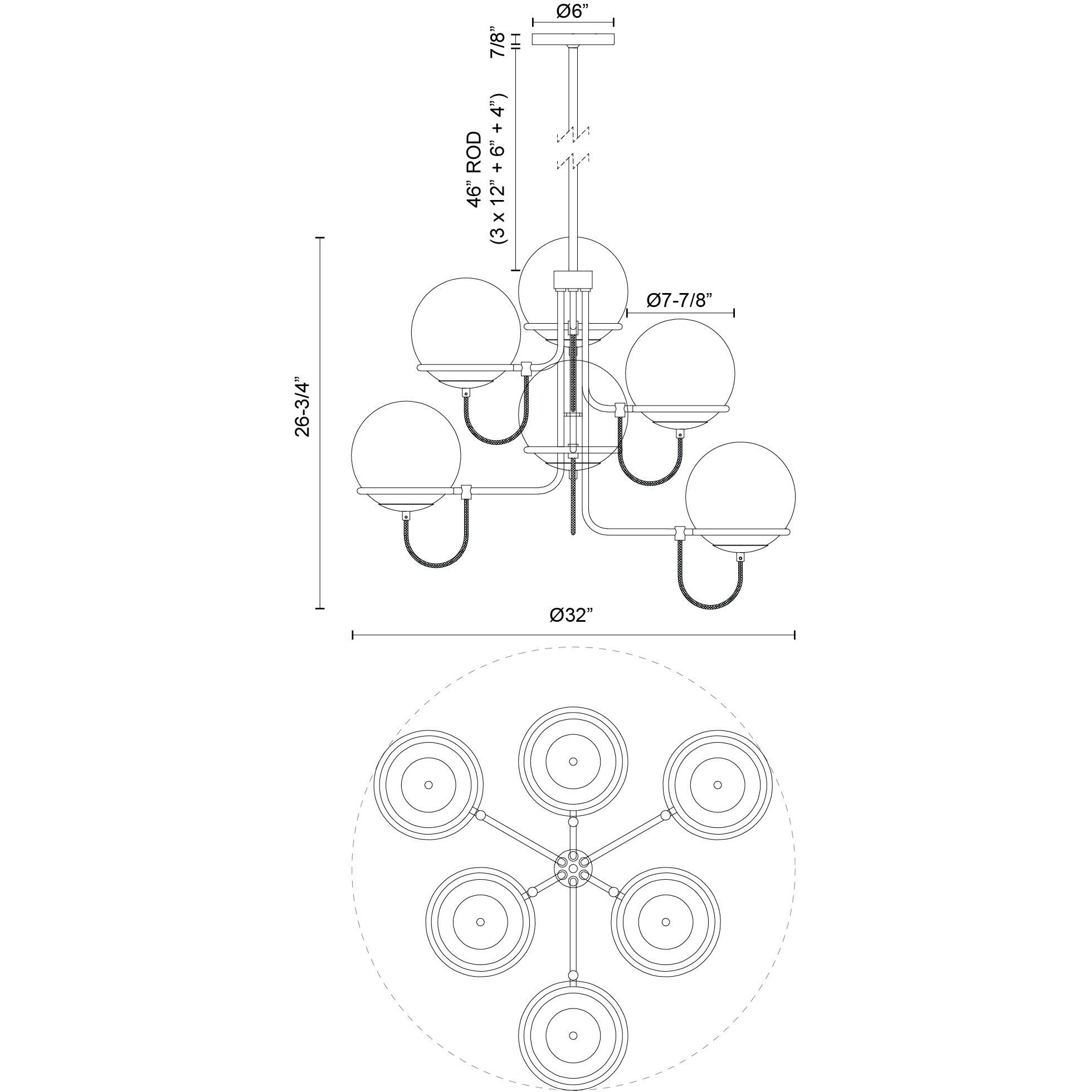 Alora Mood Alba 6 Light 32 inch Matte Black Chandelier Ceiling Light