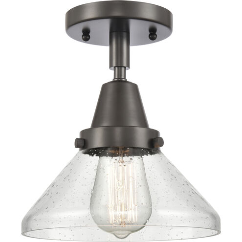Franklin Restoration Caden LED 8 inch Oil Rubbed Bronze Flush Mount Ceiling Light in Seedy Glass