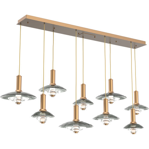 Cirrus Linear Multi-Pendant Ceiling Light in Smoke Granite, Novel Brass