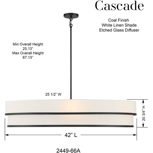 Cascade 4 Light Coal Pendant Ceiling Light, Oval