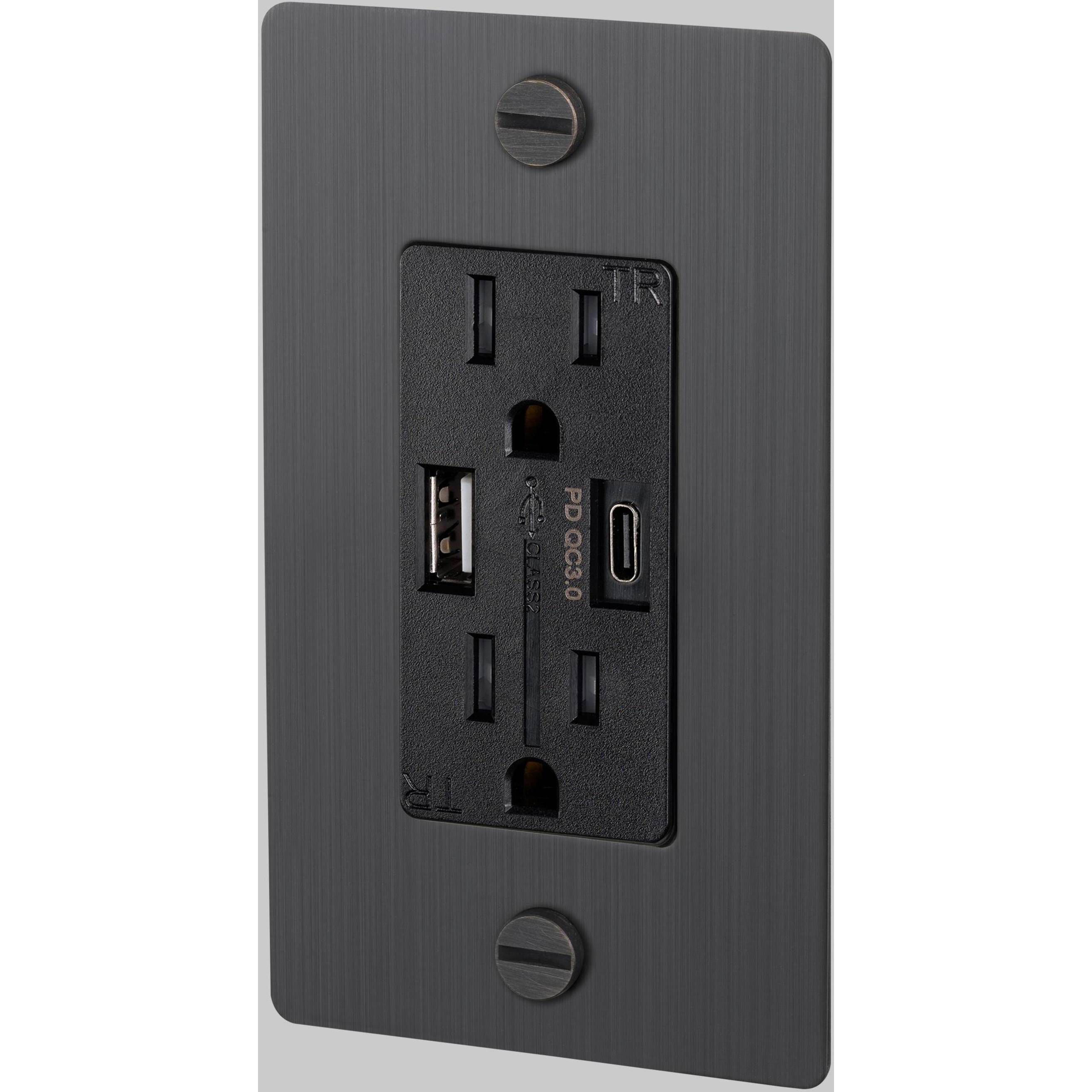 1G Duplex 125 Smoked Bronze Outlet, USB A + C