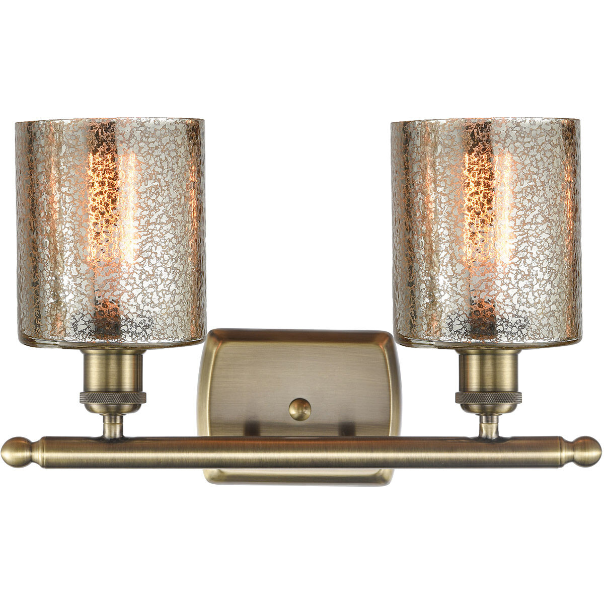 Ballston Cobbleskill 2 Light 16 inch Antique Brass Bath Vanity Light Wall Light in Incandescent, Mercury Glass, Ballston
