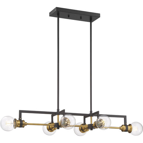 Intention 6 Light 33 inch Warm Brass and Black Island Pendant Ceiling Light