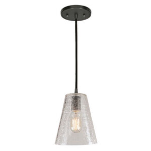Grand Central 1 Light 7.5 inch Gun Metal Pendant Ceiling Light in Crackled Mouth Blown