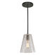 Grand Central 1 Light 7.5 inch Gun Metal Pendant Ceiling Light in Crackled Mouth Blown