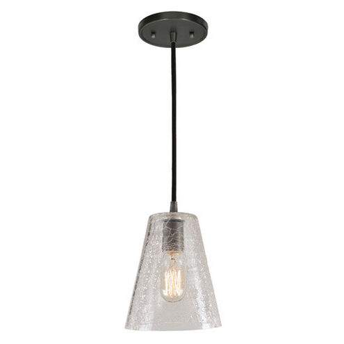 Grand Central 1 Light 7.5 inch Polished Nickel Pendant Ceiling Light in Crackled Mouth Blown