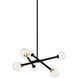 Matchstix 6 Light 25 inch Black Pendant Ceiling Light in Black and Clear