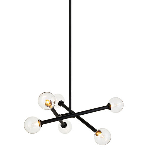 Matchstix 6 Light 25 inch Black Pendant Ceiling Light in Black and Clear