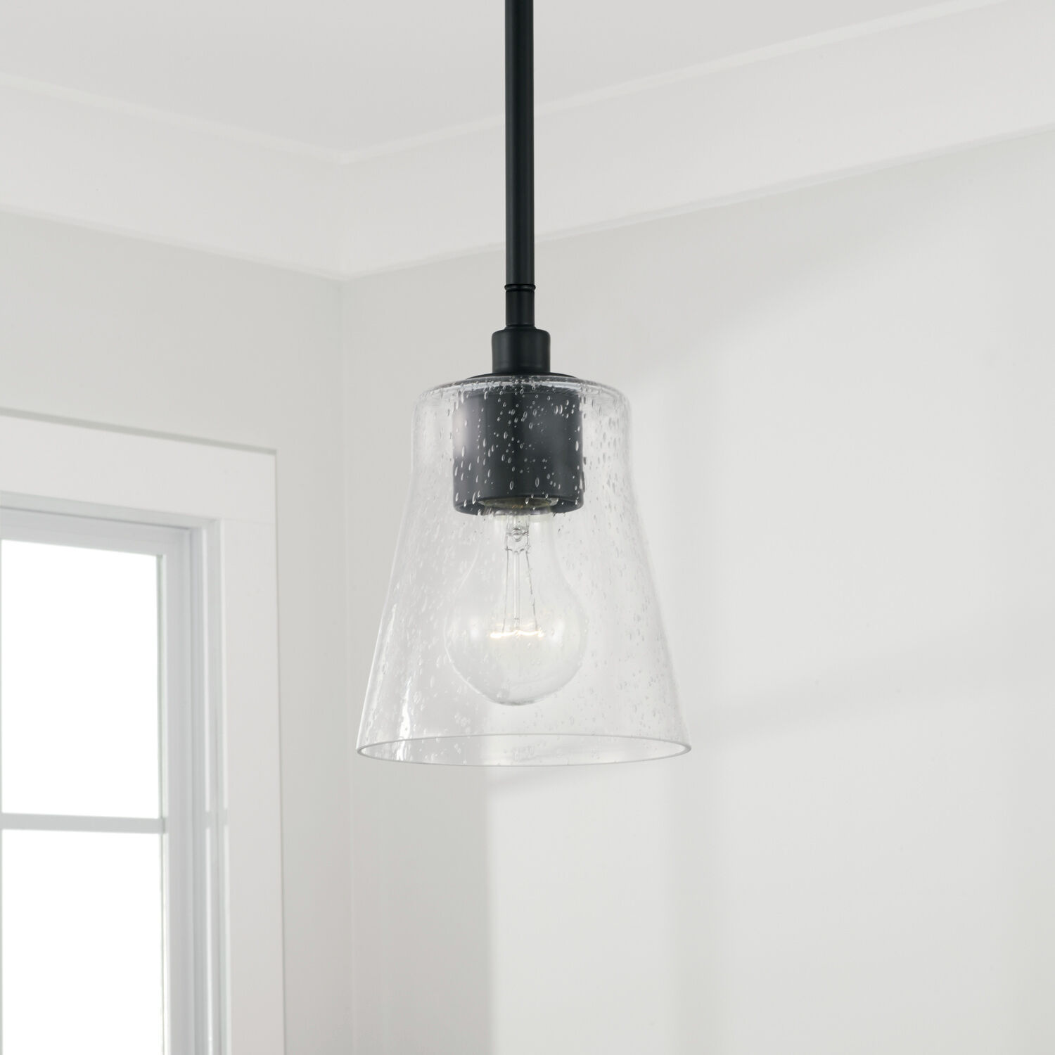 Baker 1 Light 5.5 inch Matte Black Pendant Ceiling Light, Convertible Dual Mount