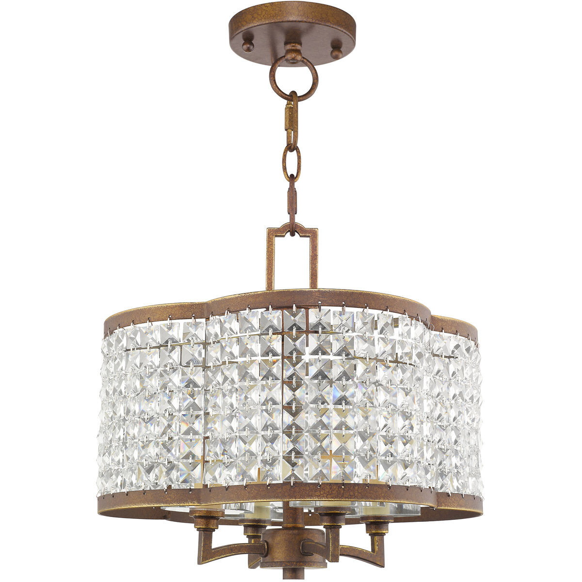 Grammercy 4 Light 14 inch Hand Painted Palacial Bronze Convertible Mini Chandelier/Ceiling Mount Ceiling Light