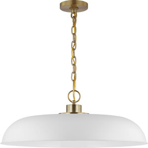 Colony 1 Light 24 inch Matte White/Burnished Brass Pendant Ceiling Light