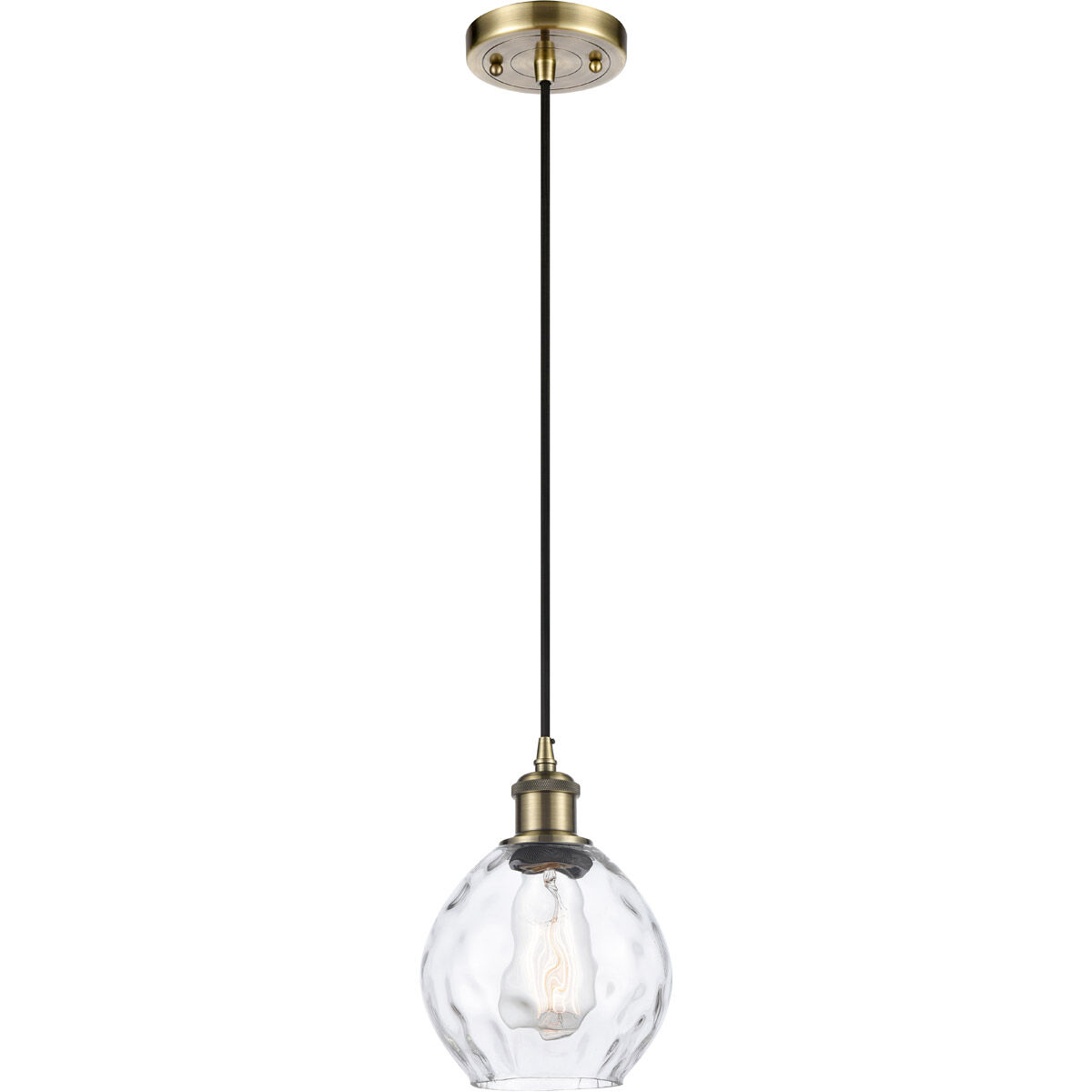 Ballston Small Waverly 1 Light 6 inch Antique Brass Mini Pendant Ceiling Light in Incandescent, Clear Glass, Ballston