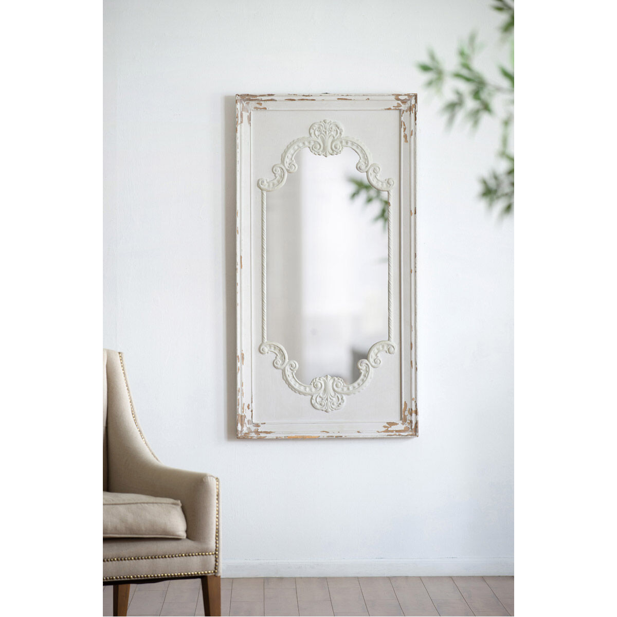 Alcott 38.78 X 20.08 inch Antique White Mirror