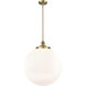 Franklin Restoration Beacon 1 Light 18 inch Brushed Brass Pendant Ceiling Light in Matte White Glass