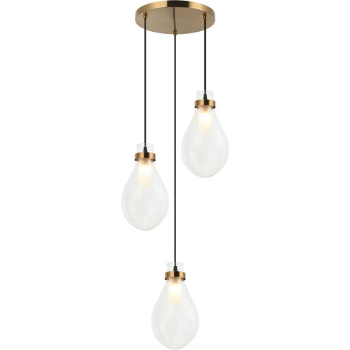 Seranna 3 Light 16.5 inch Aged Gold Brass Pendant Ceiling Light