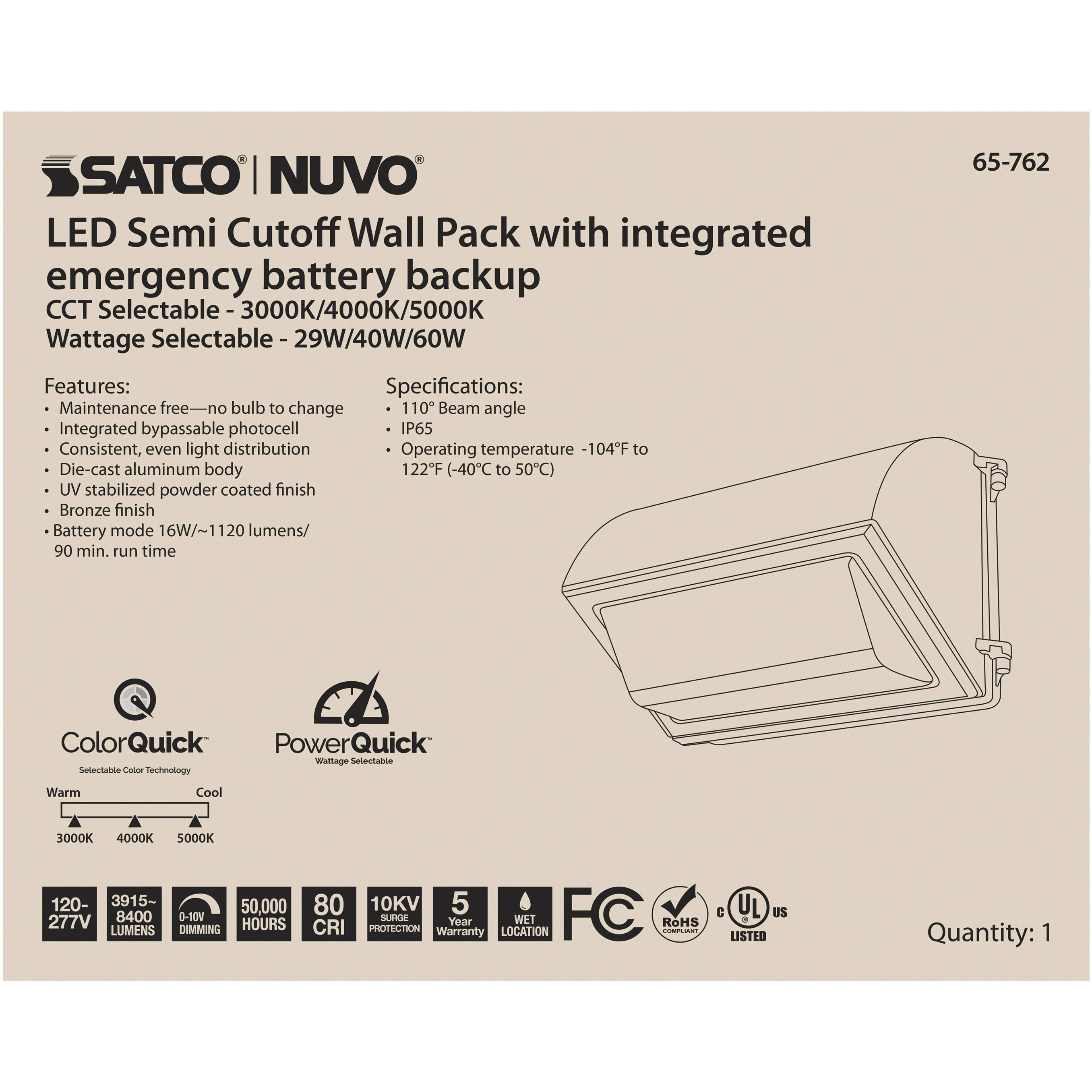 Brentwood LED 14 inch Bronze Wall Pack Wall Light