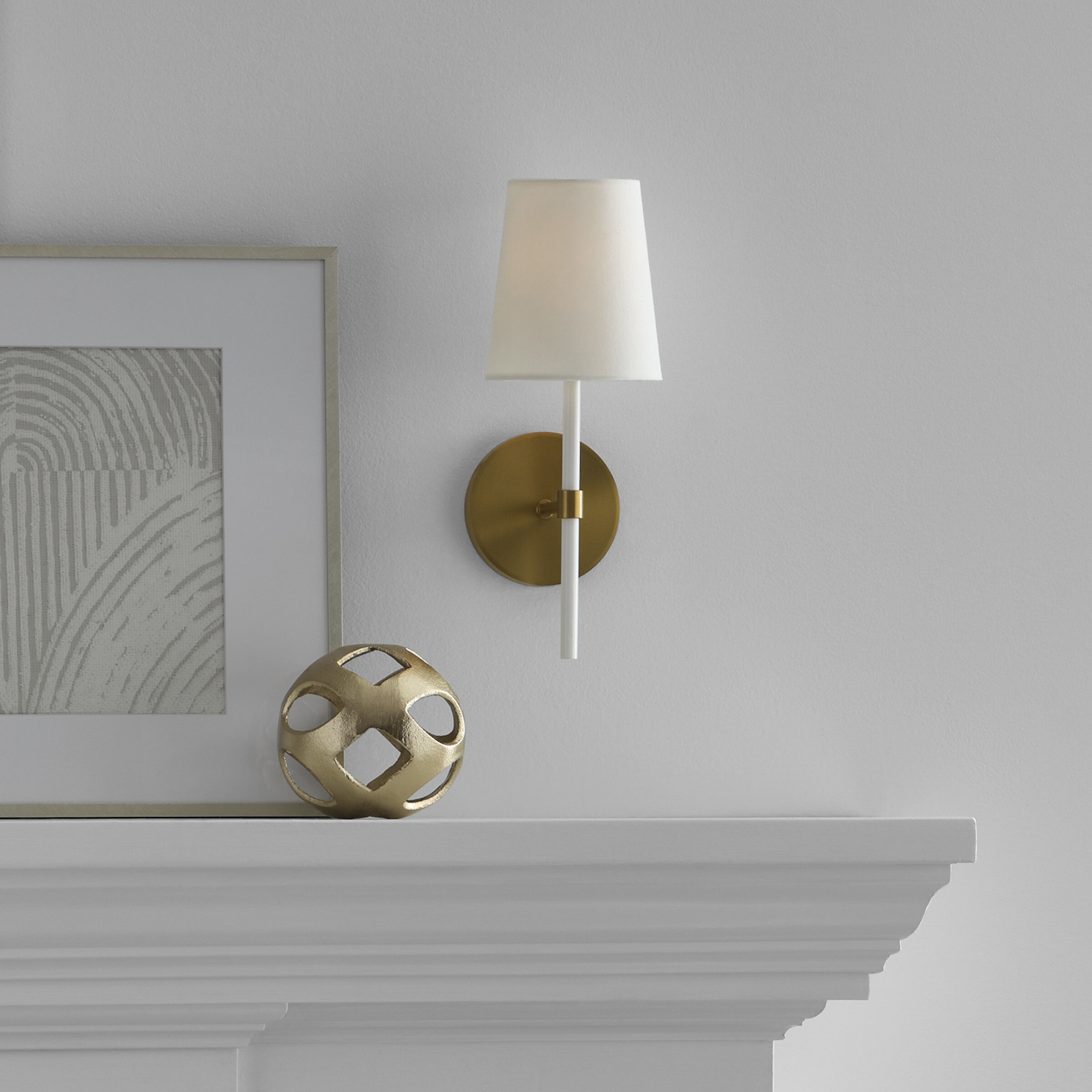 kate spade new york Monroe Wall Sconce Wall Light in Burnished Brass / Gloss White