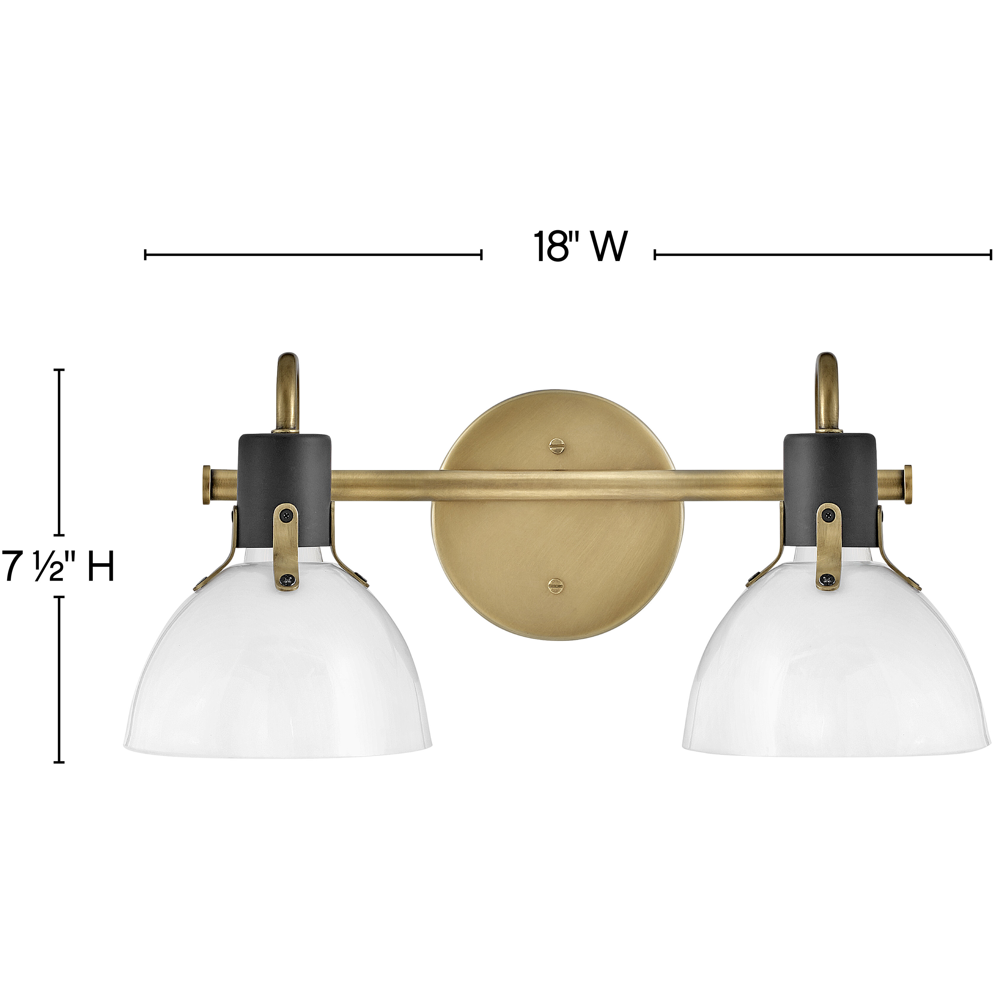 Argo 2 Light 18 inch Heritage Brass with Black Vanity Light Wall Light