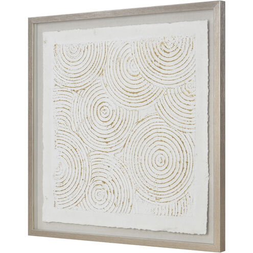 Elisa Off White and Champagne Gold with Clear Framed Wall Art