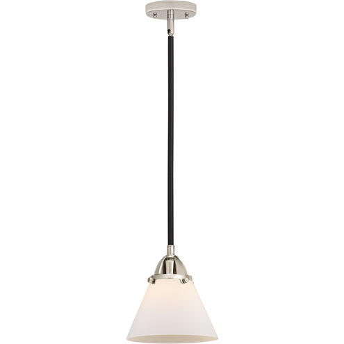 Nouveau 2 Cone 1 Light 7.75 inch Black Polished Nickel Mini Pendant Ceiling Light in Incandescent, Matte White