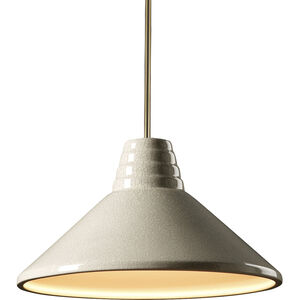 Radiance LED 14.75 inch White Crackle Pendant Ceiling Light in 700 Lm LED, Antique Brass