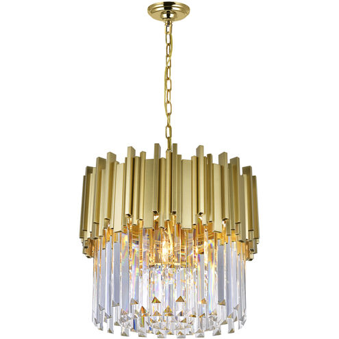 Deco 4 Light 16 inch Medallion Gold Down Chandelier Ceiling Light