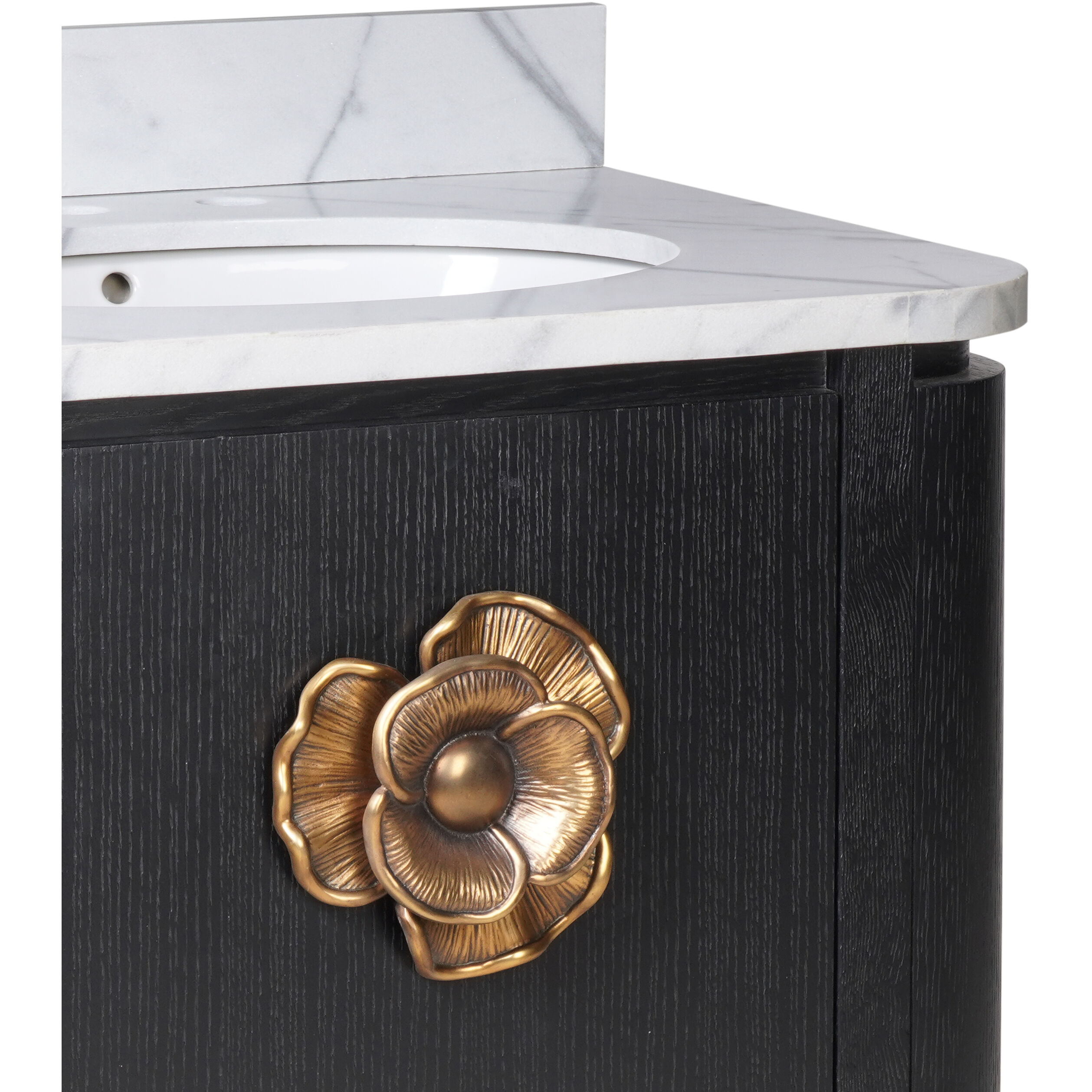 Briallen 30 X 34.25 inch Caviar Black/Natural/White/Light Antique Brass Vanity with Undermount Sink