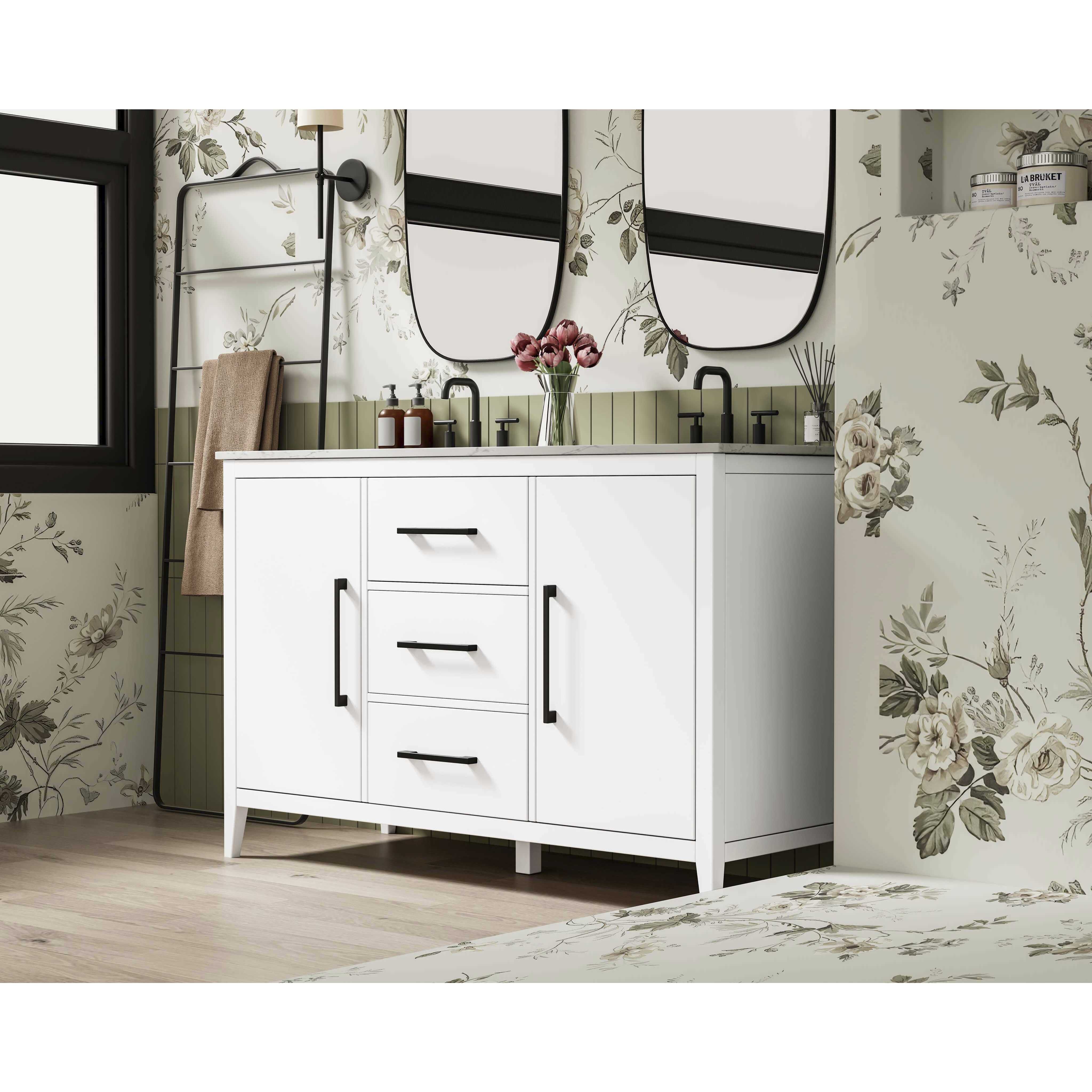 Millie 54 X 35 inch White Bathroom Vanity Cabinet