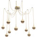 Cabochon LED 14.1 inch Gilded Brass with Travertine Stone Swag Multi-Pendant Ceiling Light in 3000K LED, Bronze