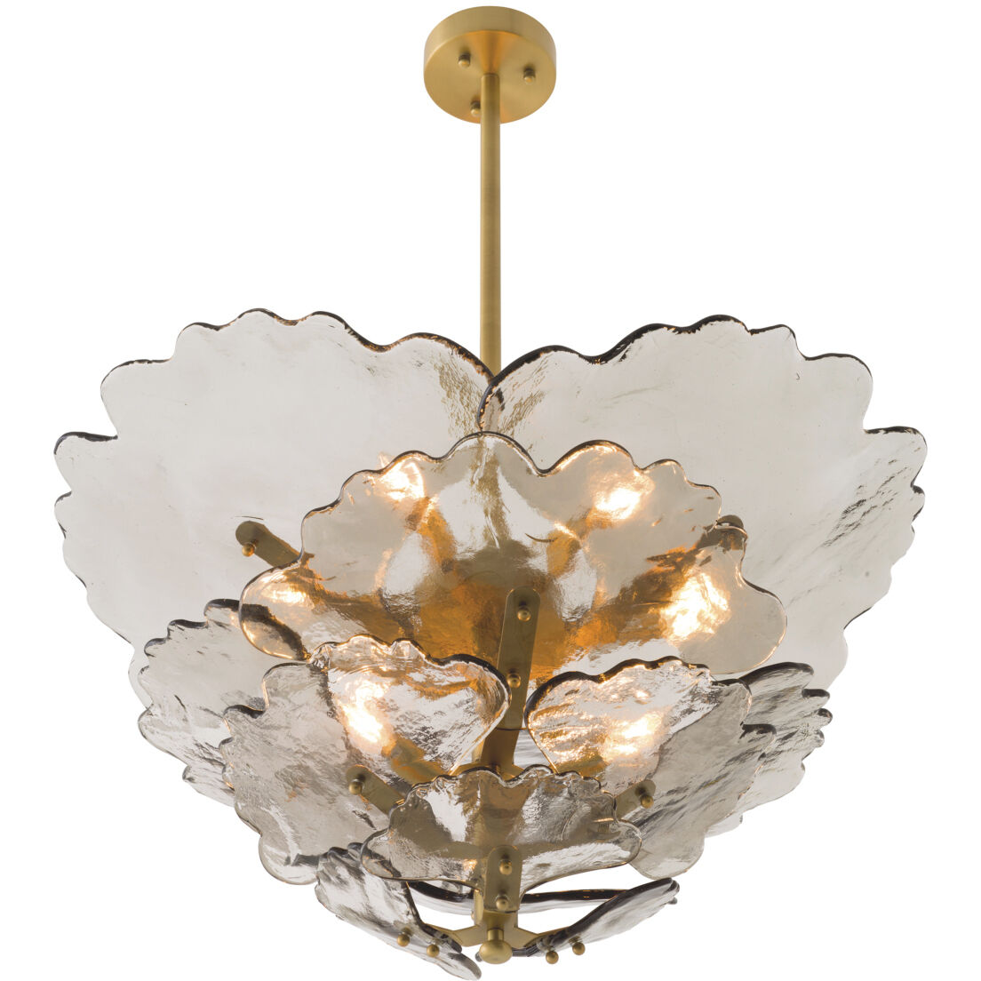 Florina 9 Light 32.68 inch Antique Brass Chandelier Ceiling Light in Smoke Glass