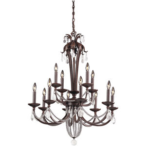 Chateau 12 Light 32 inch Rich Brown with Clear Chandelier Ceiling Light