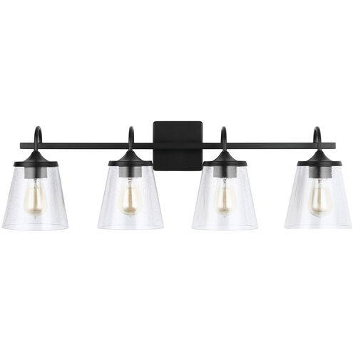 Jayne 4 Light 33.25 inch Matte Black Vanity Light Wall Light