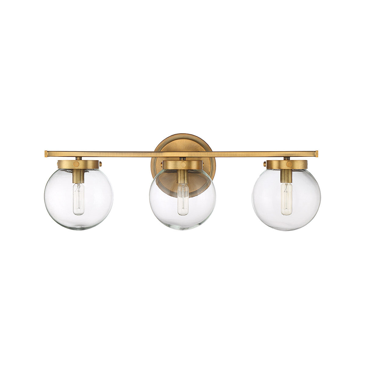 Mid-Century Modern 3 Light 24 inch Natural Brass Bathroom Vanity Light Wall Light